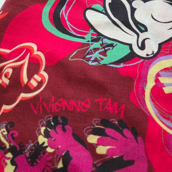 Vivienne Tam Hong Kong Dragon Year of Rabbit Graphic Pop Art Woven Wool Scarf - Picture 7 of 9